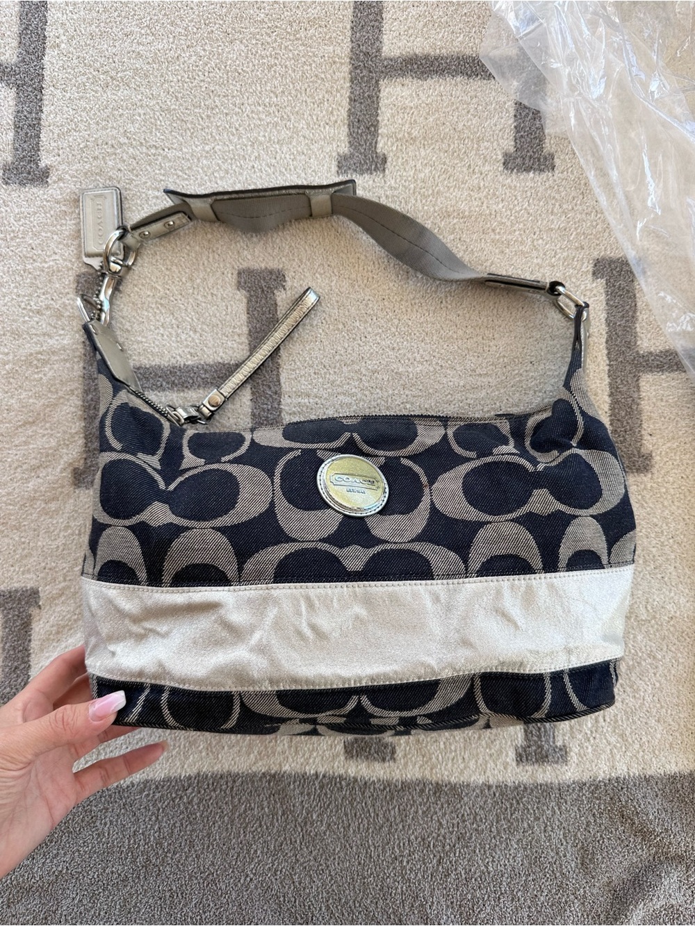 Denim coach hobo bag